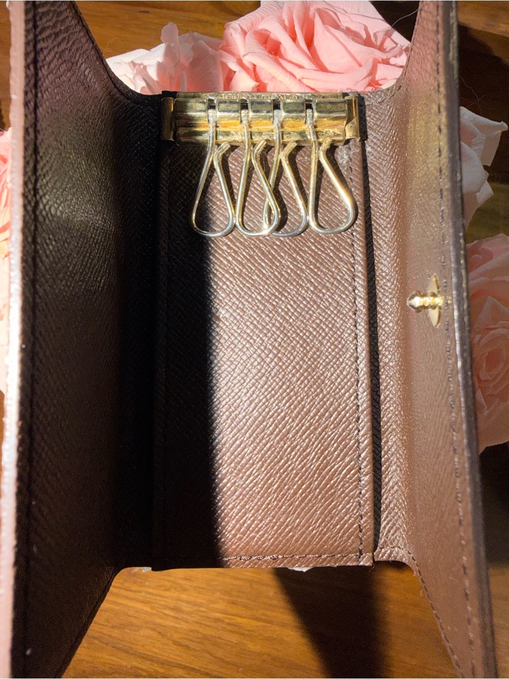 Louis Vuitton Brown Damier Ebene Key Pouch with Gold Snap - Picture 8 of 8